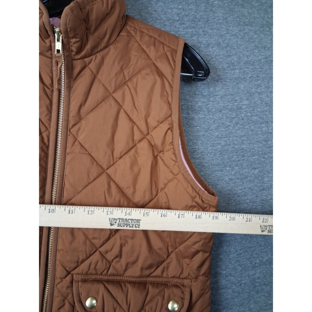 J Crew Womens Jacket S Brown Quilted Vest New England Preppy Equestrian Chic - Picture 3 of 9